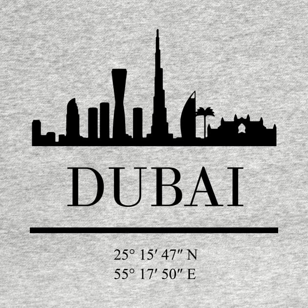 DUBAI UAE BLACK SILHOUETTE SKYLINE ART by deificusArt